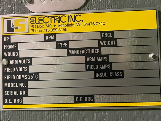 300 HP 1200 RPM Toshiba, Frame 508ATZ, DPFVBB, 500 VA, 240 VF - Image 3