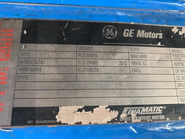 500 HP 1800 RPM General Electric, Frame 6059, DPFVBB, 500 VA, 300/150 VF - Image 4