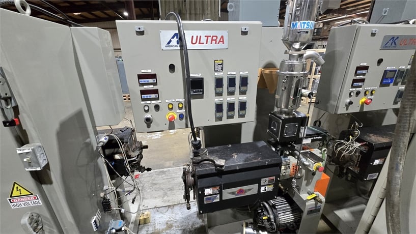 1" American Kuhne, extruder, 24:1 L/D ratio, 42" centerline, Eurotherm 3208 temperature controller, 2013 - Image 1