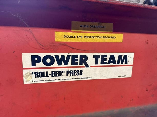 80/100 Ton, Power Team, H-frame hydraulic shop press, roll bed press, foot treadle activated - Image 7