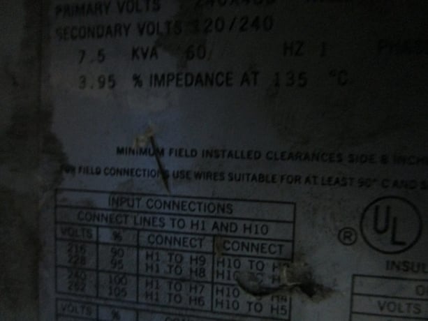 7.5 KVA 240x480 Primary, 120/240 Secondary, Acme Transformer T-2-53515-35, general purpose transformer - Image 3