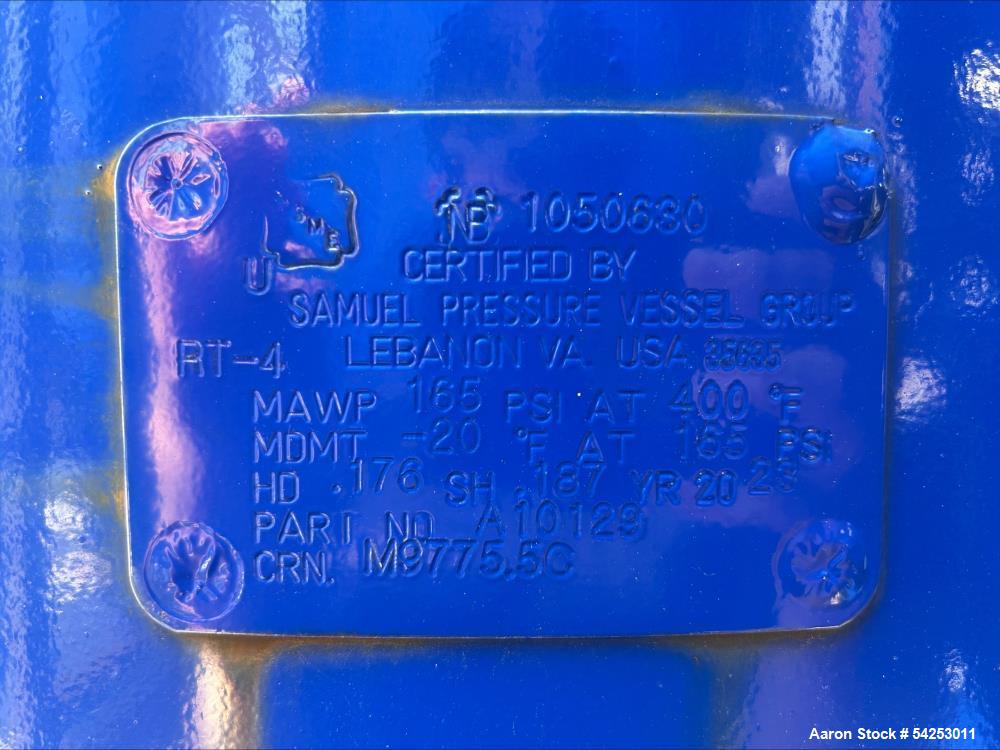 Samuel Pressure Vessel Group #U, Air Receiver Tank, vertical ASME-code, 165 PSI at 400F, dome top & bottom - Image 2