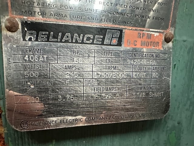 150 HP 1800 RPM Reliance, Frame 406AT, DPFVBB, 500 VA, 300 VF - Image 3