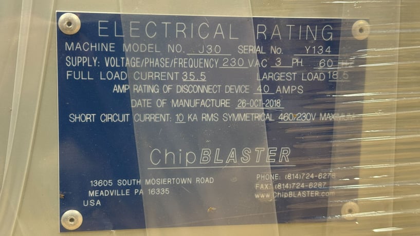 Chipblaster #J30, high pressure coolant system, 1000 psi, 2018 - Image 8