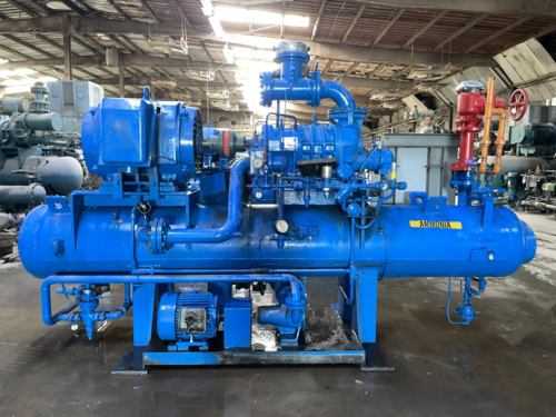 200 HP GEA #140-ME, Rotary Screw Compressor Package, Mycom 160VLD bare screw, R-717 refrigerant, 350 psig - Image 1