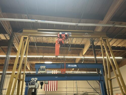 7.5 Ton, Spanco #7PF1818, gantry crane, 18' Span, e-stop pendant & chain container - Image 2
