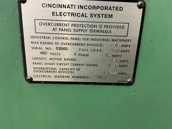 90 Ton, Cincinnati #90CBIIX6, CNC hydraulic press brake, 8' overall, 78" between housing, 14" stroke, 15 HP - Image 8