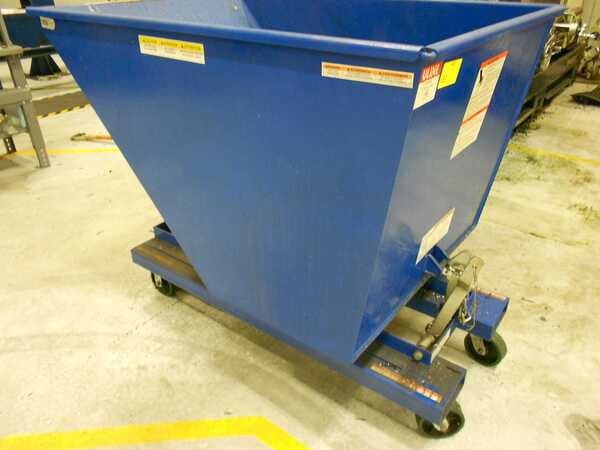 ULine #H-6755, 1 yard self duty dumping hopper with wheels, 4000 lb. capacity - Image 1