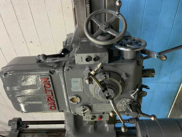 3' -9" Carlton #1A, radial drill, 41" x 30" T-slotted base area, power column clamp, power elevation, 5 HP - Image 4