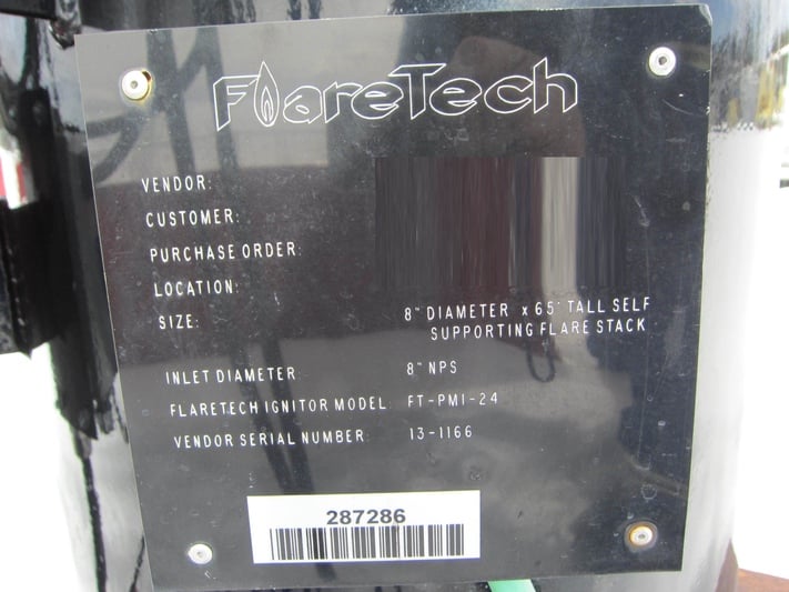 8" x 65' FlareTech, self supported flare stack, 2013 - Image 3