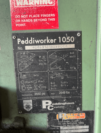 5" x 5" x 1/2" Peddinghaus #Peddiworker-1050, Hydraulic Ironworker, 105 Ton, 10" throat, 3/4"-1-1/4" hole - Image 2