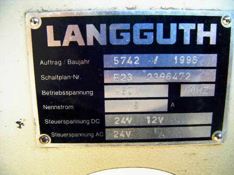 Langguth #E23, Cold Wet Glue Pail Labeler, 100 CPM, 175 mm to 395 mm label sizes, 1996 - Image 8