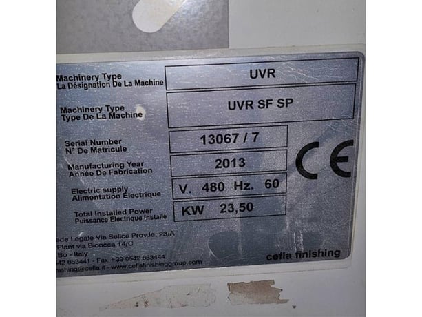 Cefla #UVR-SF-SP, 5' Wide Single Lamp UV Oven, 480 Volts, 3PH, 60 Hz, 2013 - Image 9
