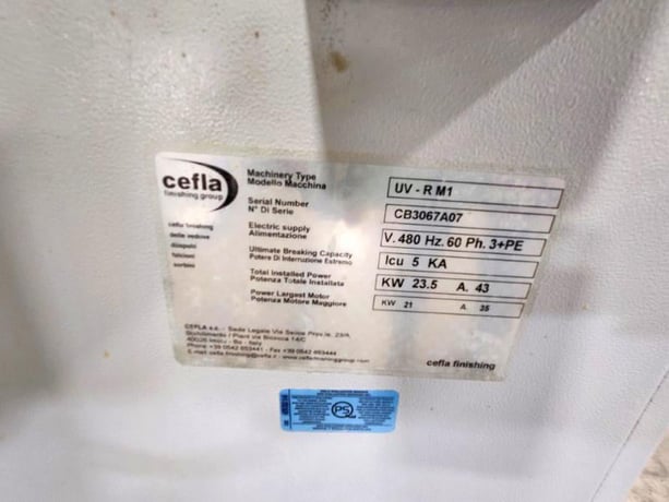 Cefla #UVR-SF-SP, 5' Wide Single Lamp UV Oven, 480 Volts, 3PH, 60 Hz, 2013 - Image 10