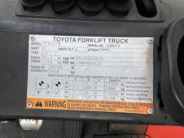 15500 lb. Toyota #7FGCU70, forklift, 2005 - Image 7