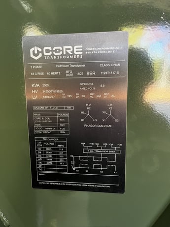 2550 KVA 34500 Delta Primary, 480GrdY/277 Secondary, PAD, proCORE - Image 1