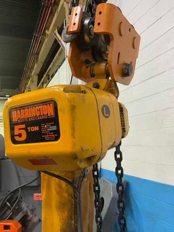 5 Ton, Harrington #38SY6966, electric chain hoist, trollet, pendant Control, 4.7 HP, 12 FPM - Image 3