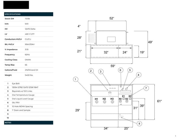 500 KVA 12470 Delta Primary, 480Y/277 Secondary, PAD, Recon - Image 1