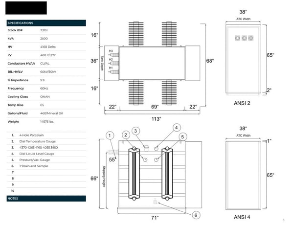 2500 KVA 4160 Delta Primary, 480Y/277 Secondary, SUB, Unused(2 available, shipment available in 10 days) - Image 2