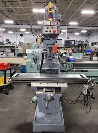 Acer #3CVS, vertical mill, 9" x42" tbl., 3 HP, 4500 RPM, R-8, X-Axis power feed, Newall digital read out - Image 1