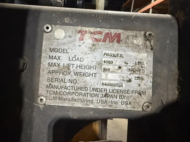 4950 lb. TCM #FHG30T7L, Forklift, 189" lift - Image 6