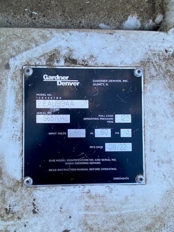 Gardner Denver #EAU99AA, Gardner Denver Saver air compressor, SN: S657042, Marathon 250 HP motor, 1785 RPM - Image 4