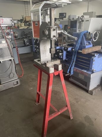 3 Ton, Phase II, arbor press, 12" stroke, 6 -1/2" throat, mounted on a shop fabricated stand - Image 3