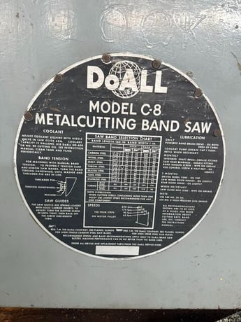 12" x 12" DoAll #C-8, horizontal band saw, 160" x 1" blade, 65-250 FPM - Image 3