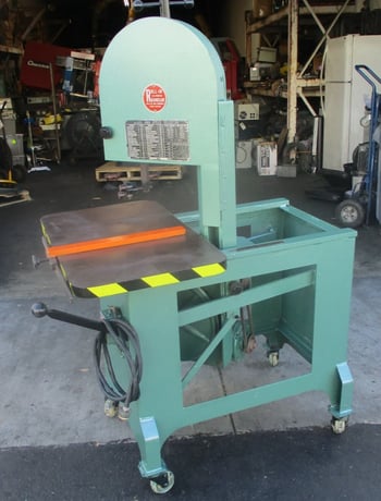 8.5" x 14.5" Roll-In #EF1459, gravity feed vertical band saw, casters - Image 1