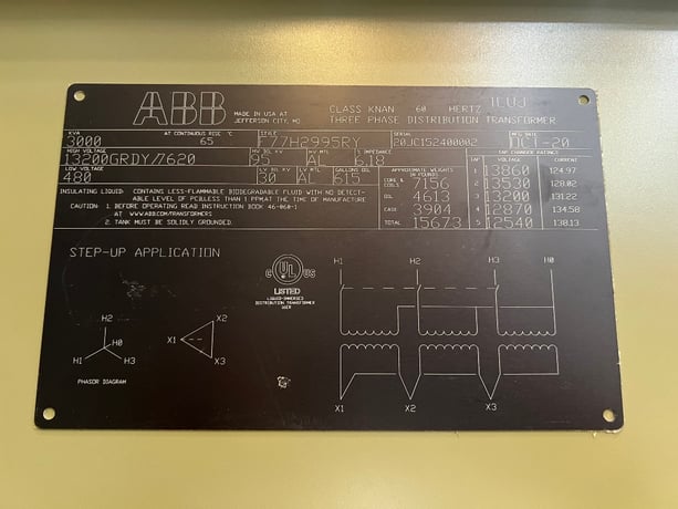 3000 KVA 13200GrdY/7620 Primary, 480 Delta Secondary, ABB, Step Up Padmount Transformer (2 available) - Image 3