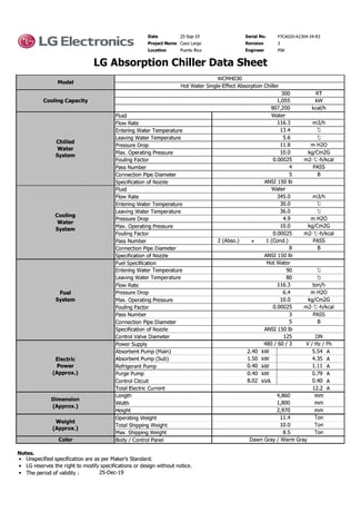 300 Ton, LG #WCMH030, hot water driven absorbtion chiller, 2020, new - Image 5