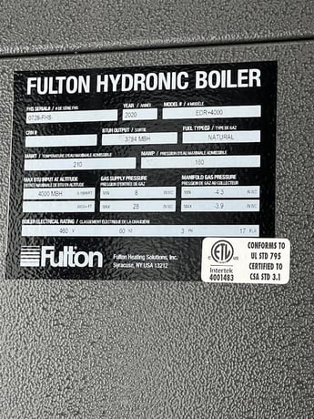 4 MM BTU/hr., Fulton #Endura+4000, Natural gas hot water boiler, 50 HP, (2 available) - Image 3