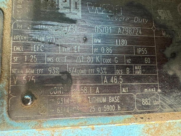 5283 GPM @ 394' TDH, Pioneer #P8C00F, Centrifugal Trash Pump w/ Motor, 50 HP, 1180 RPM, 575 Volt, 46.5 amps - Image 7