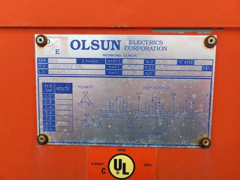 500 KVA 4160 Primary, 600Y/347 Secondary, Boundary Electric Pad-Mounted Substation Transformer, 2000 - Image 3