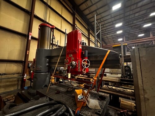 10' -26" Carlton #5A, Radial Drill, 4' 9" width x 10' 6" L working surface of base, 4" spindle diameter - Image 1