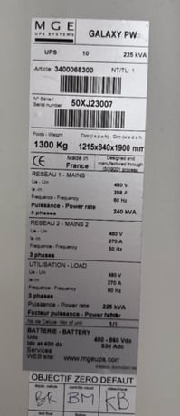 225.0 KVA MGE 72-130113-00, Uninterruptible Power Supply, 480 Volts, 3PH - Image 6