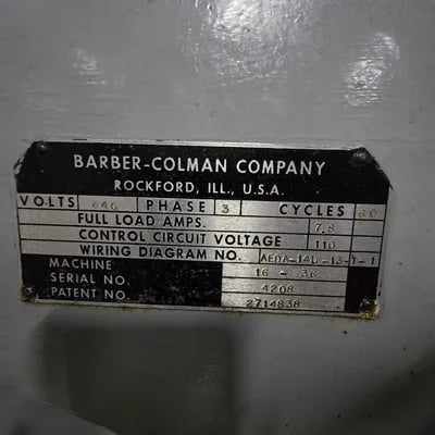 Barber Barber-Colman #16-36, Horizontal Gear Hobber, C-Frame, 16" diameter x 36" cut length, 59-246 RPM, 440 - Image 9