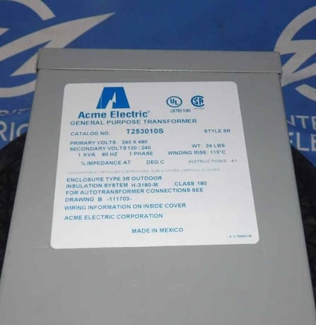 1 KVA 240/480 Primary,, Acme, 1 Phase Dry Type Transformer T253010S - Image 2