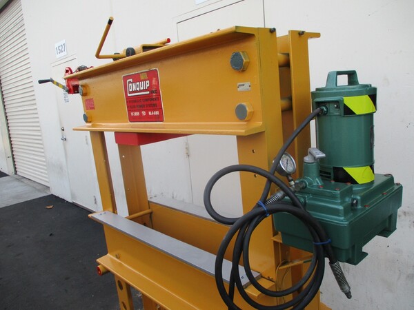 75 Ton, Enerpac, hydraulic H-frame press, table hoist - Image 7