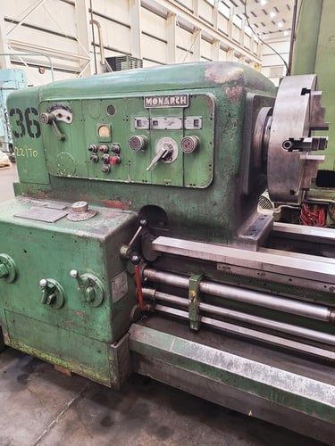 35" x 144" Monarch, Engine Lathe, 19.5" swing over cross slide, 18" 3-jaw chuck, 3-1/8" bore, D1-8 Camlock - Image 2
