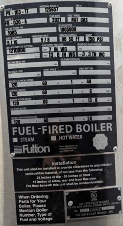 30 HP 150 PSI Fulton Classic #FB-030-A, Vertical Tubeless Steam Boiler, Natural gas, 1005000 BTUH, 1085 PPH - Image 3