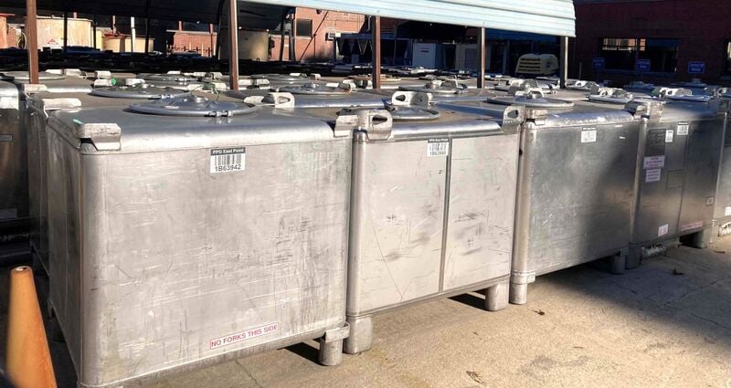 300 gallon Clawson & Hoover, Stainless Steel liquid tote tank, (50 available) - Image 2