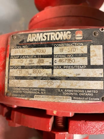 415 GPM @ 80' TDH, Armstrong #4030, 4x3x10, 15 HP, 230/460 V. - Image 3