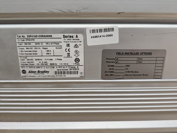 Allen-Bradley #20P41AD129RA0NNN, PowerFlex DC Drive, 129 Amp. 480 VAC, 3Ph, 75 HP, IP20 - Image 8