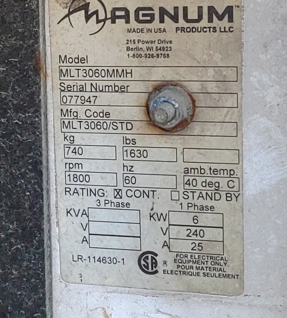 Magnum #MLT3060MMH, Light Tower, Diesel, 240 Volts, 8035 hours, 2007 - Image 2