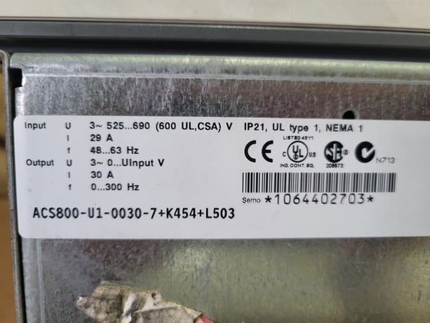 25 HP ABB, 600 Volt Variable Frequency Drive, 30 amps, 3PH - Image 2