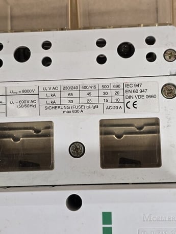630 Amps, Moeller #NZM10-630N/ZM-630, Circuit Breaker Disconnector, 3P, 690 Volts, unused - Image 5