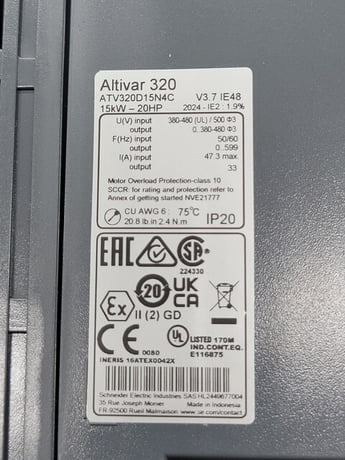 20 HP RPM Schneider Electric #Altivar-320, ATV320D15N4C, Variable Speed Drive, 15 KW, 3PH, 380/500 Volts - Image 4