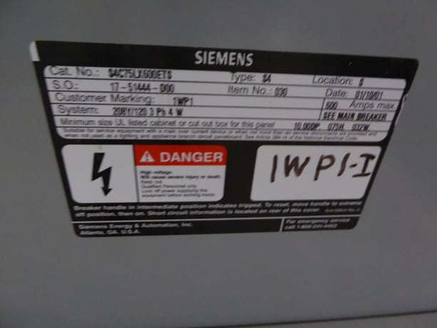 600 Amp. Siemens #S4C9, Panelboards, LOT of 3 w/ Circuit Breakers - Image 8