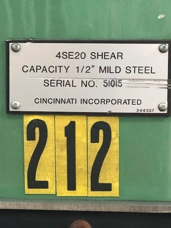 1/2" x 20' Cincinnati #4SE20, hydraulic shear, 60" powered back gauge, 23 hold downs, 1998 - Image 7